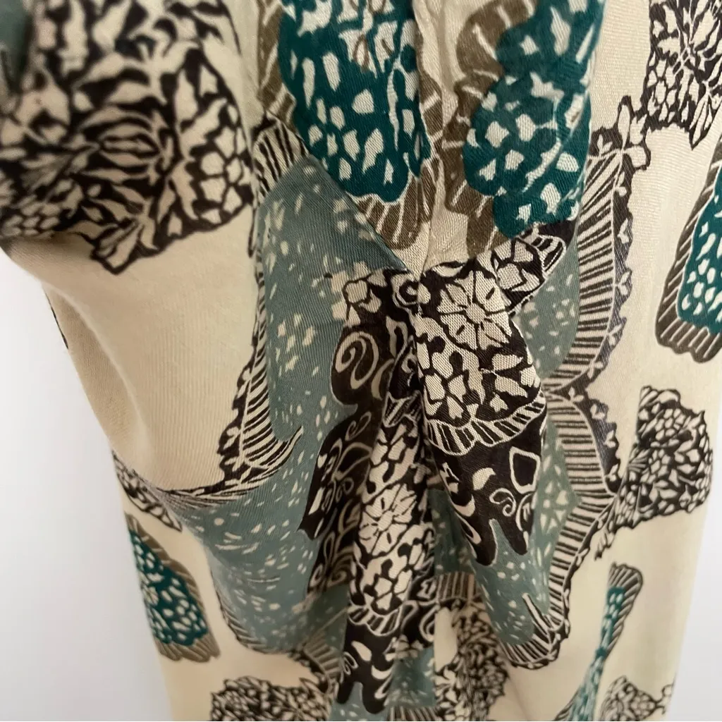 Michael Stars Kimono Cardigan Floral Abstract Art To Wear Boho Green Black Tan - Image 9