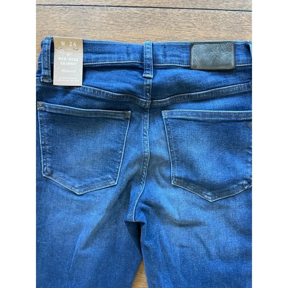 Madewell Tencel Denim Edition Mid Rise Skinny Jeans Blayton Wash Blue Women's Si - Image 9