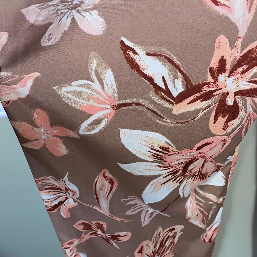 Band of the Free Women’s Linen Blend Bustier Floral Print Wide Leg Jumpsuit Tan Size XS - Image 5