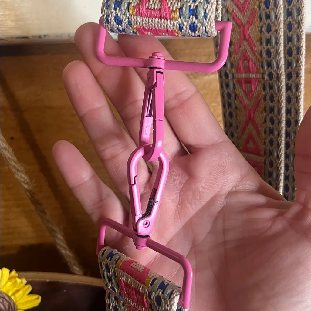 Purse Accessory Strap Canvas Nylon Geometric Boho Pink Blue Adjustable - Image 5