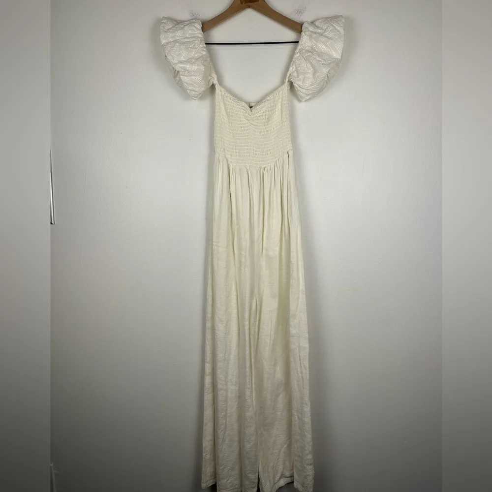 Anthropologie Steele Off Shoulder Sweetheart Smocked Wide Leg Lena Jumpsuit Sz S - Image 3