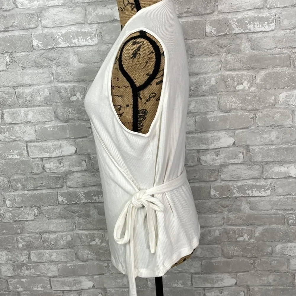 Gap Ribbed Sleeveless Wrap Sweater With Belt - Image 2