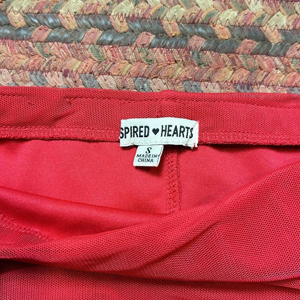 INSPIRED HEARTS RED MESH RUCHED MINI SKIRT Size undefined - Image 2