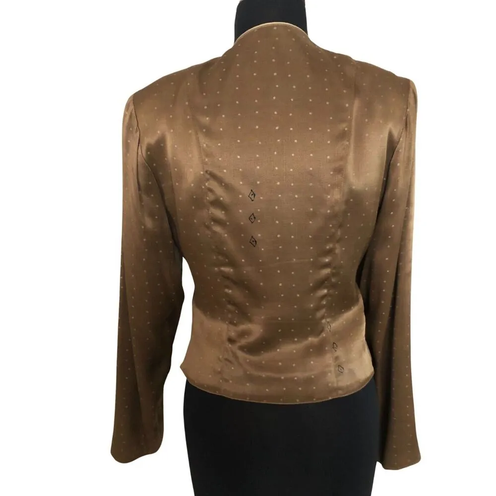 Platinum Dorothy Schoelen Size 6 S/M Lined Jacket Blazer Embellished Buttons Tan - Image 7