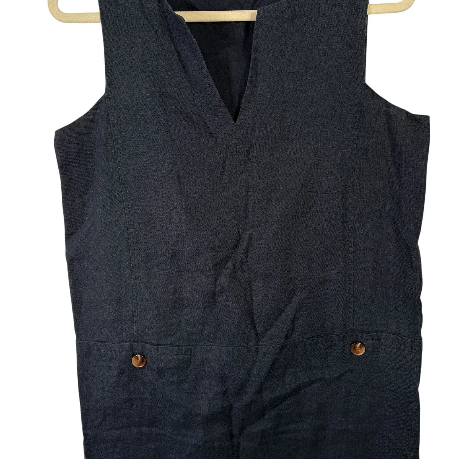 J McLaughlin Navy Blue Linen Dress Lagenlook Coastal Office Womens Medium - Image 2