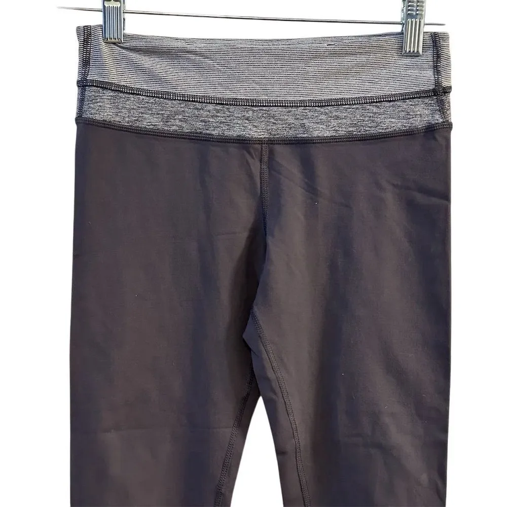 Lululemon Women's Size 4 Black Wee Stripe Crop Leggings Running Yoga - Image 2