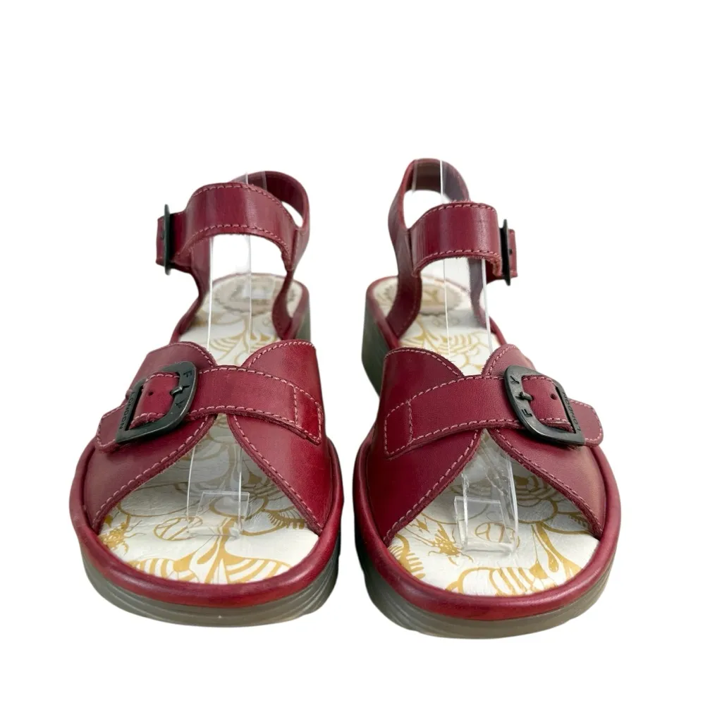 Fly London Emit Red Wedge Sandals Sz 37 - Image 3