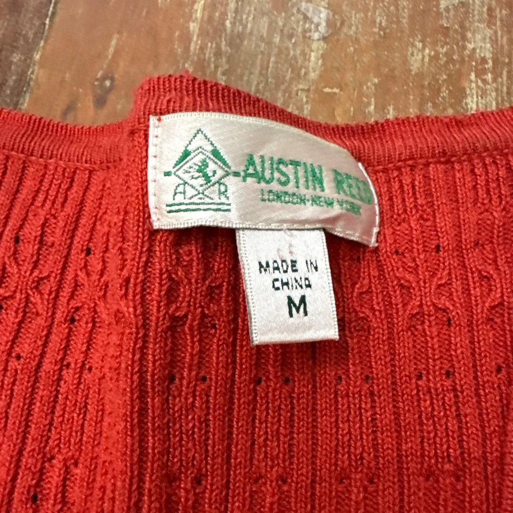 Austin Reed Vintage Red Classic Cardigan Sweater Medium Silk Blend Scandi Girl - Image 7