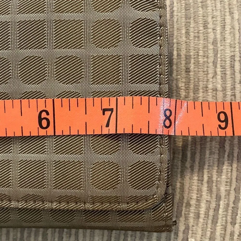 Checkered Billfold Wallet Clutch ID Card Holder Travel Vacation Elegant Neutral Tan - Image 3