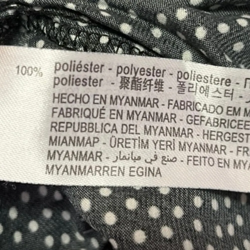 Zara Black Polka Dot Wide Baggy Palazzo Leg Drawstring Boho Trousers Pants L - Image 6