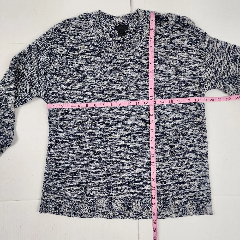 J.Crew Marbled Sweater Crewneck Blue White Knit Cotton Acrylic Size M - Image 7