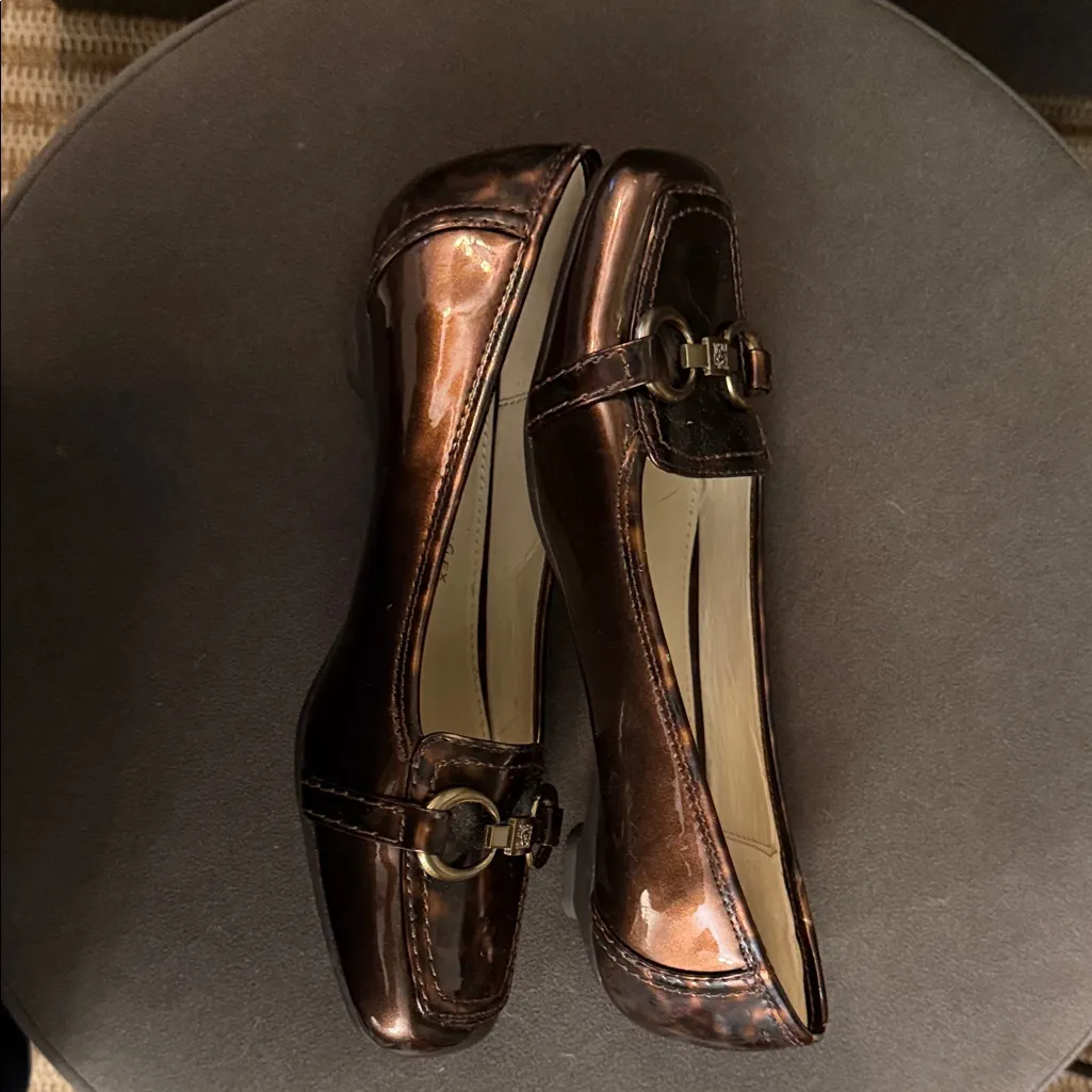 Anne Klein AK iflex Womens 7.5 Tortoiseshell Patent Leather Loafers - Image 6