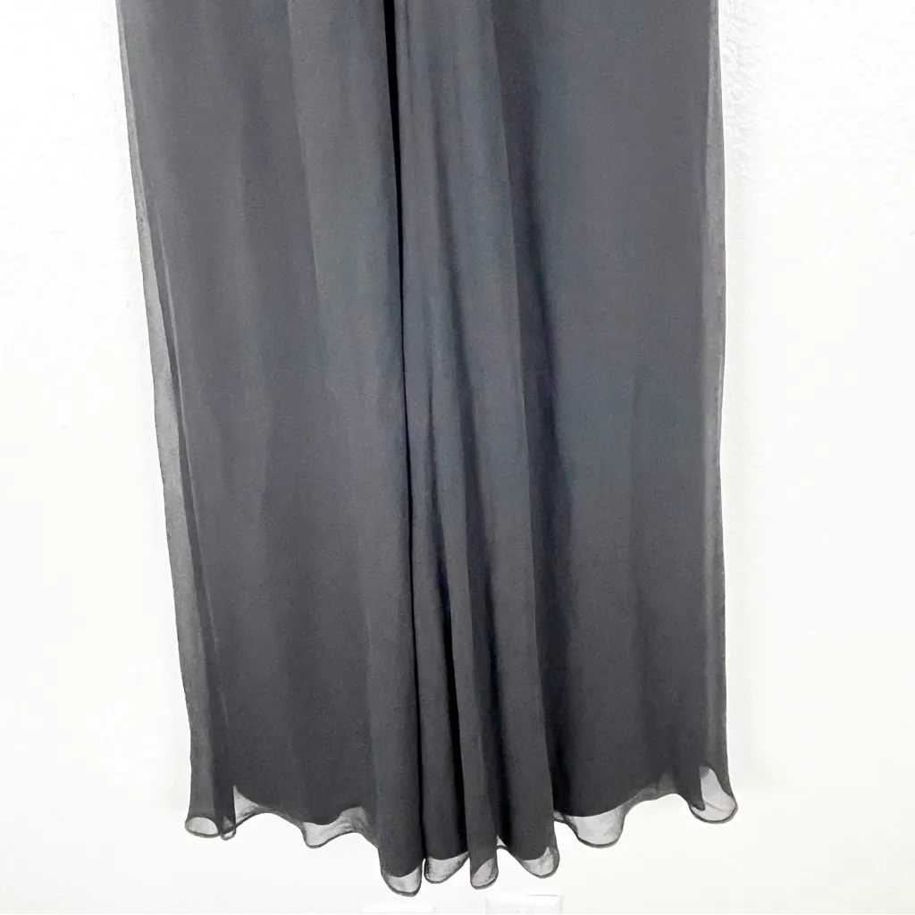 TADASHI Collection 100% Silk Black V-Neck Sequin Long Formal Evening Dress 2 - Image 13