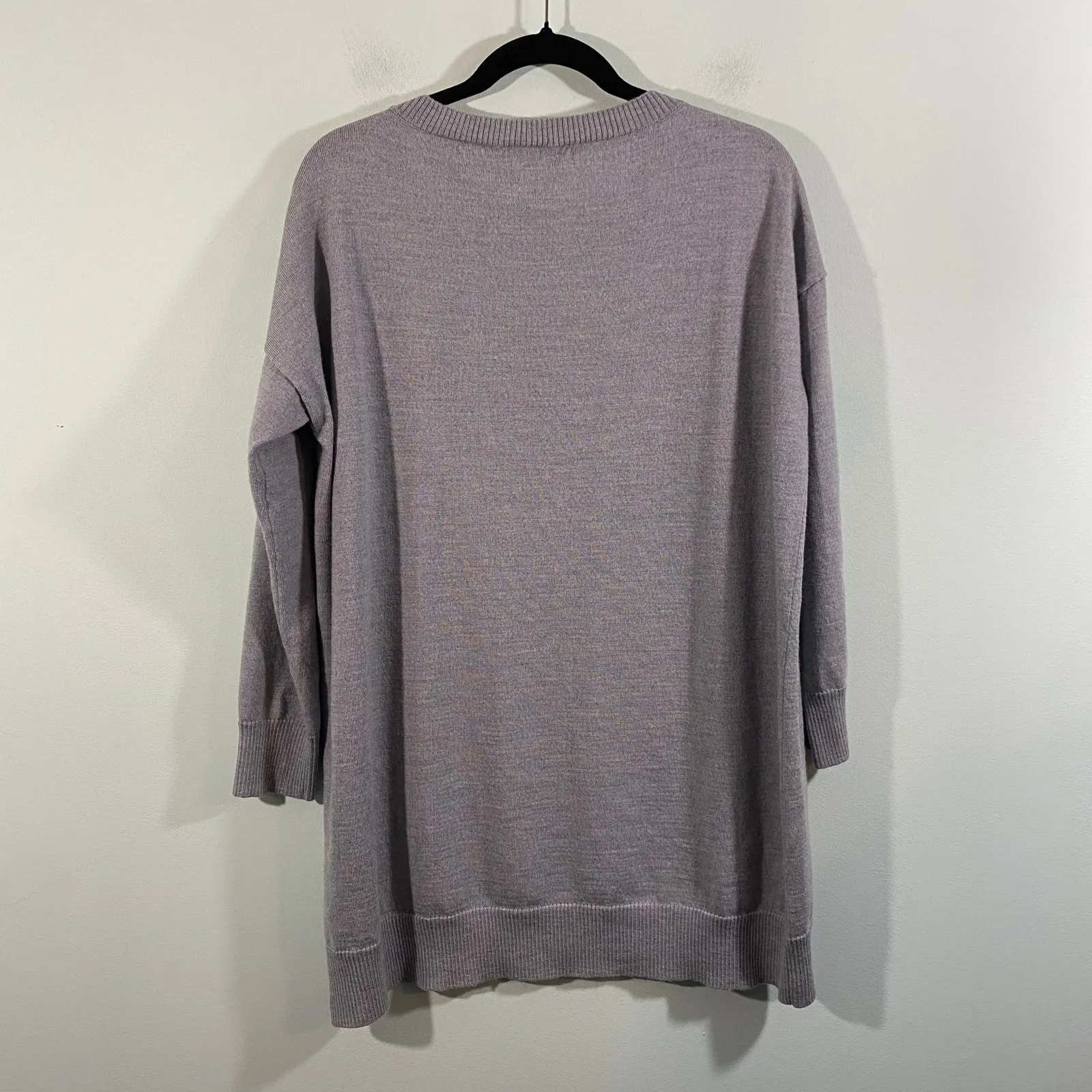 Eileen Fisher Women Grey 100% Merino Wool Quarter Sleeve Tunic Sweater Size S/P - Image 8
