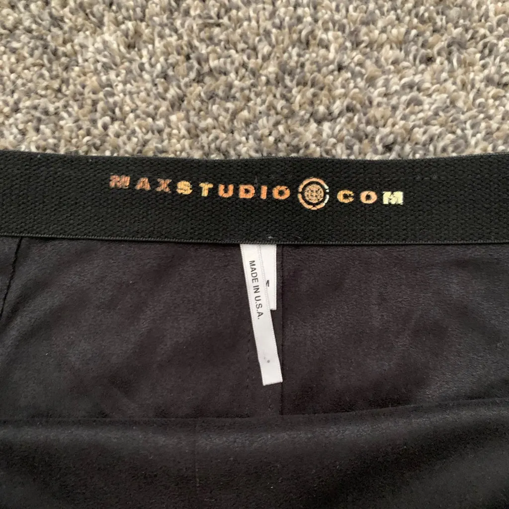 Max Studio  Black Suede Side Slit Skirt - Image 3