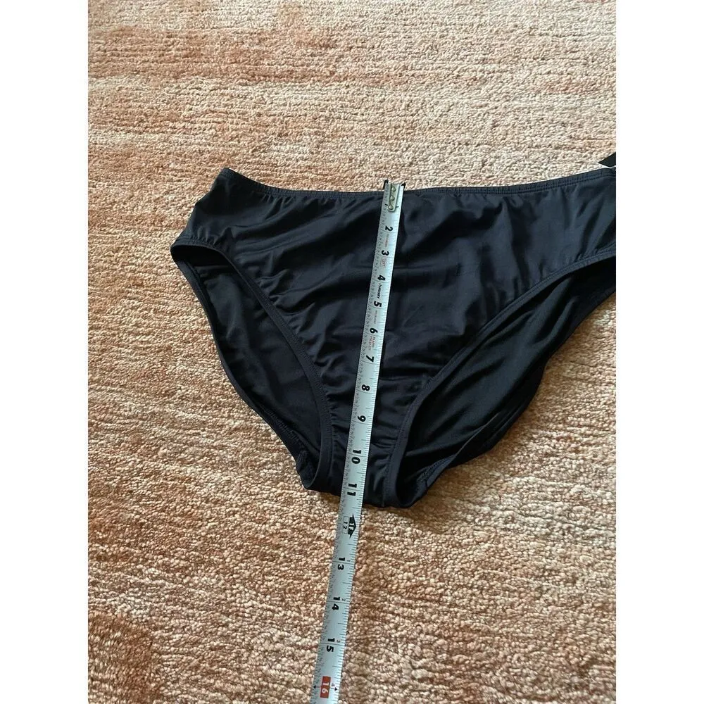 NWT 24th & Ocean Solid Mid Waist Hipster Bikini Swimsuit Bottom Sz M, Black Size M - Image 7