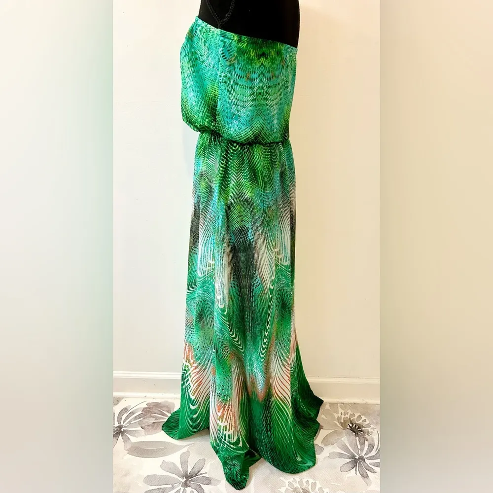 Fab’rik White Collection Tropical Print Strapless Maxi Dress Size Small - Image 7