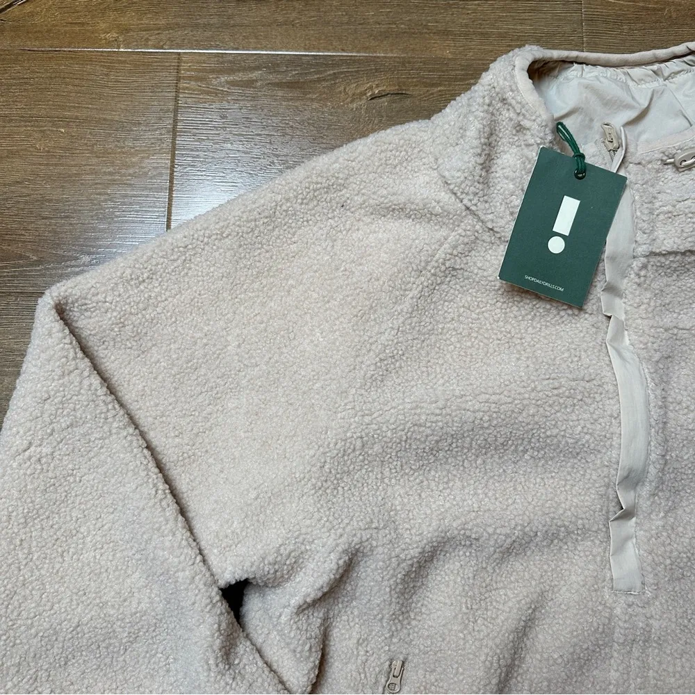 NWT Cozy Quarter Zip in Sand Tan Sherpa Fleece Size XS/S - Image 3