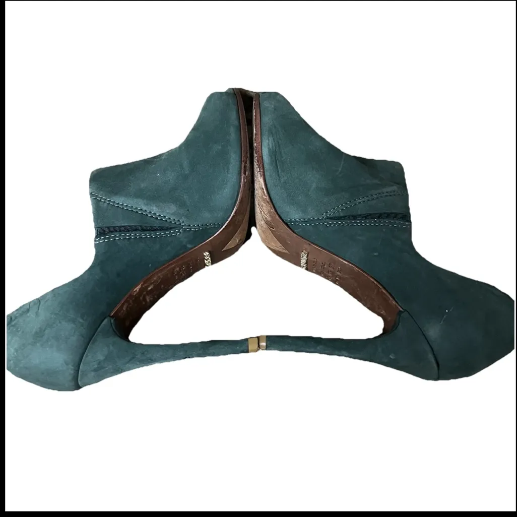 Schutz Green Suede D’Orsay Peep Toe Pumps 6B Women’s High Heel Classic Elegant - Image 7