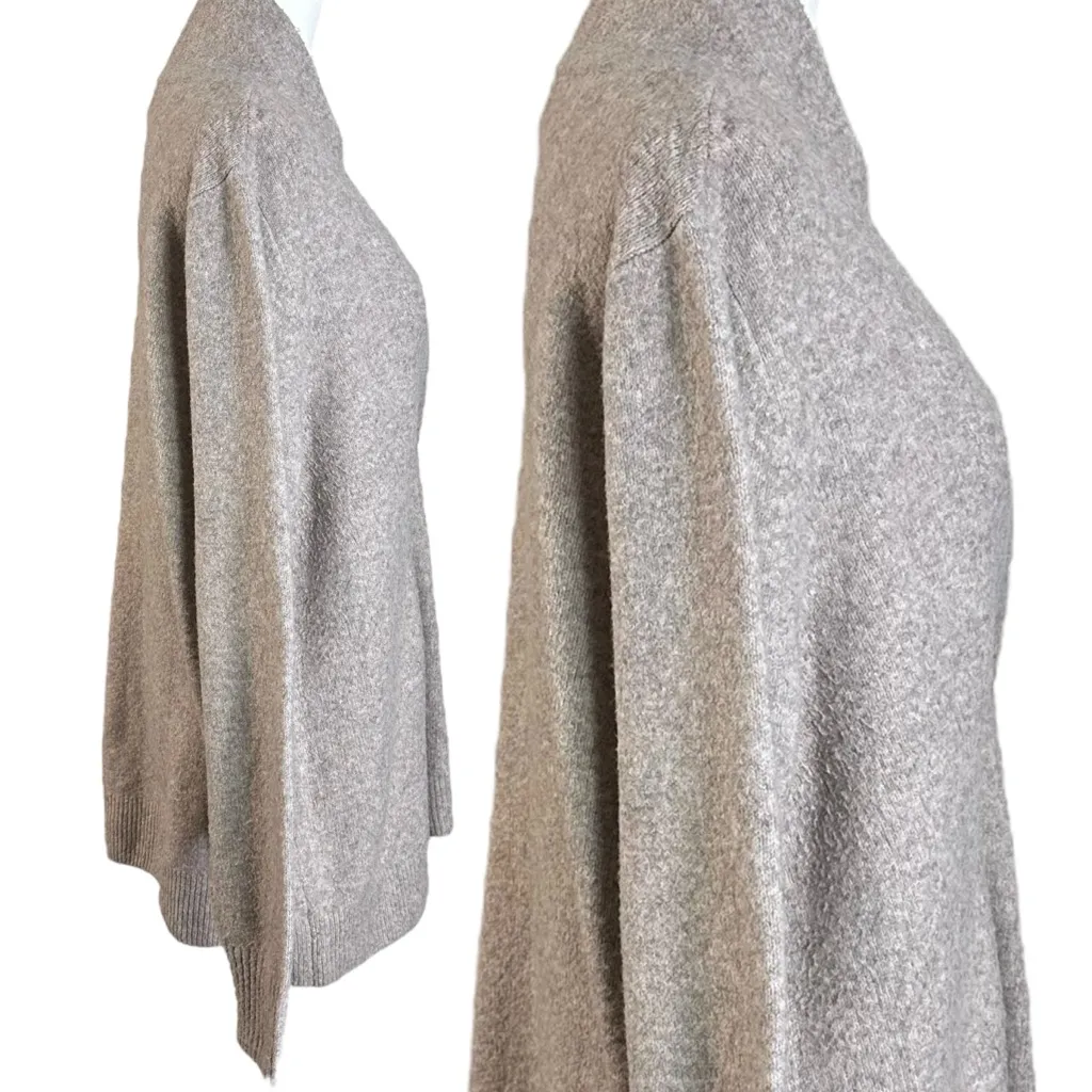 Soft Surroundings XL Shawl Collar V Neck Wool Blend Meera Sweater Heather Taupe - Image 3