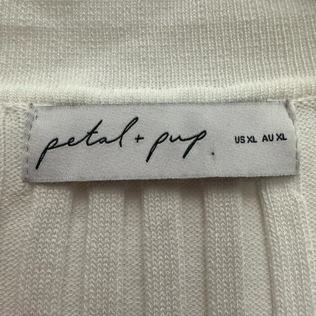 Petal And Pup Samara Ribbed Collared Cardigan Size XL White Longline Slit Front - Image 4