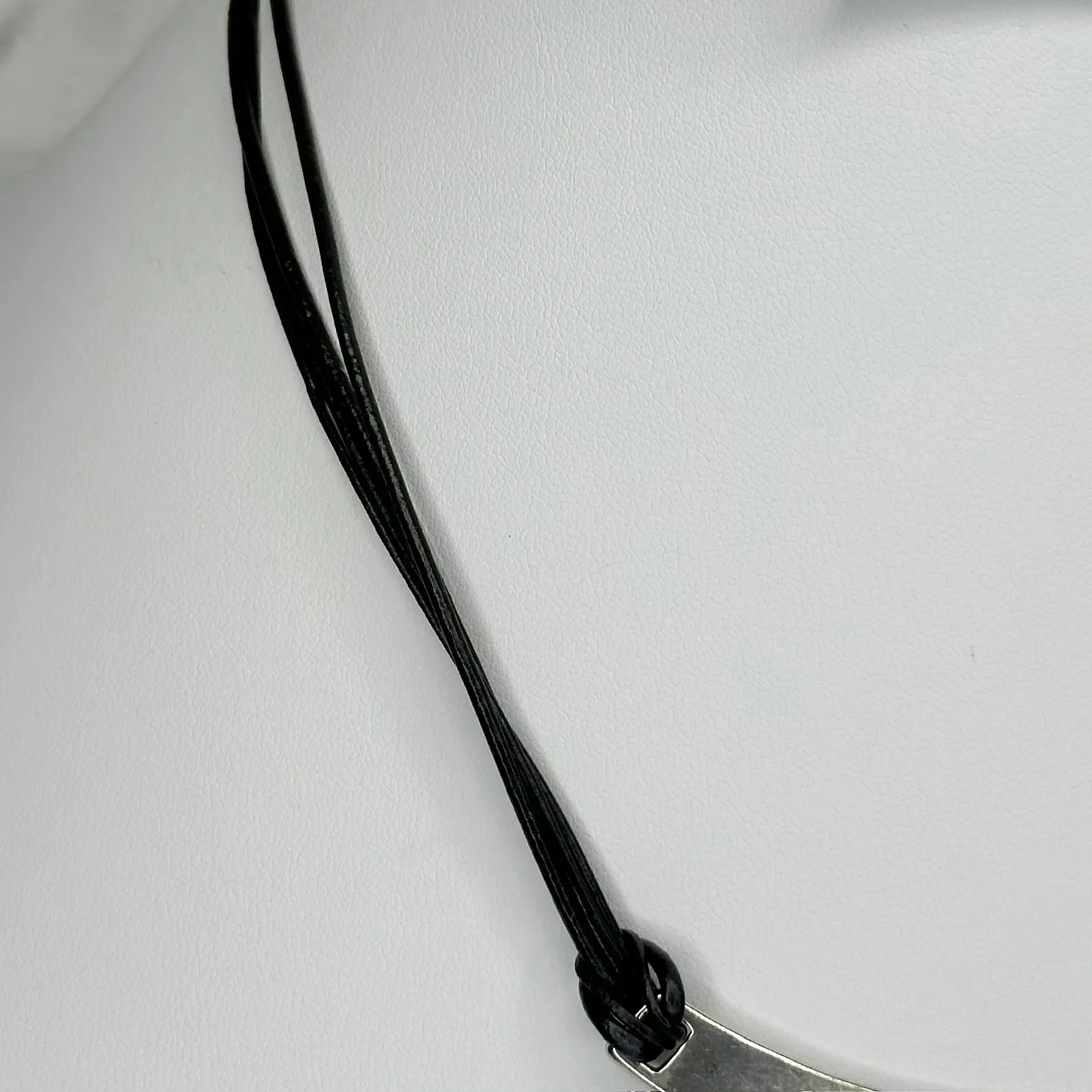 Chico's Striped Slab Pendant on Black Cord and Silver Tone Necklace ✨ - Image 9