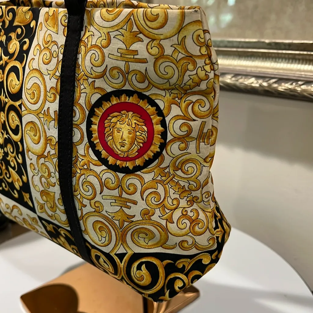 Versace Baroque Fabric Tote Bag EUC - Image 3