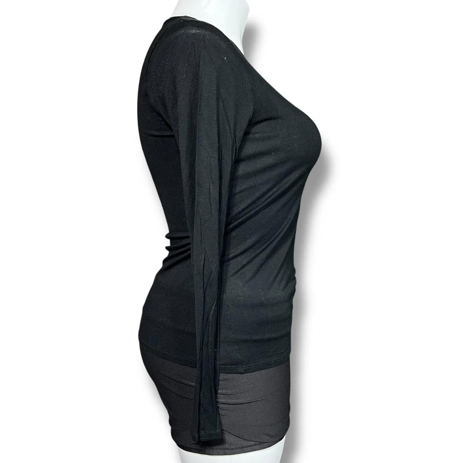 Sonoma Womens TShirt Top Long Sleeve Pullover Round Neck Lightweight Black Large - Image 2