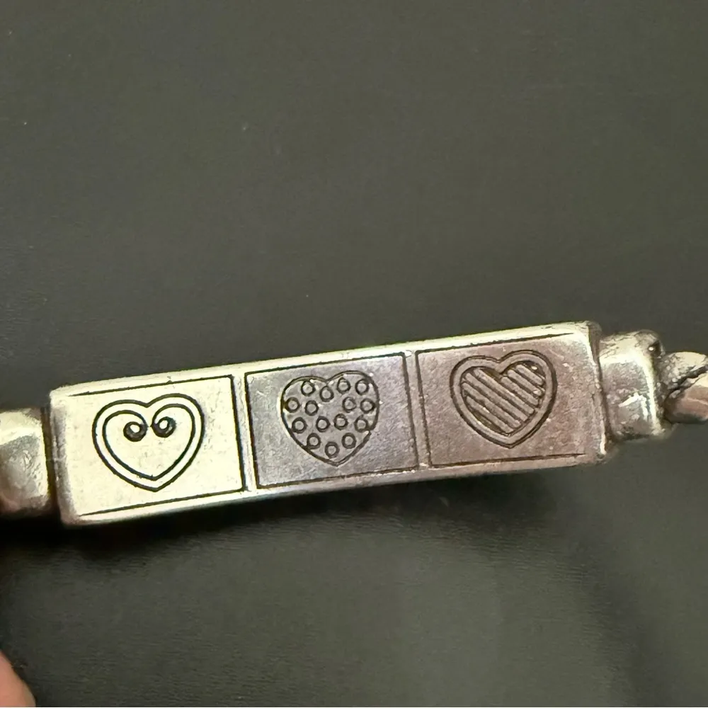 Retired BRIGHTON Triple Heart Silverplated With Gold Heart ID 8” Bracelet 29g. - Image 9