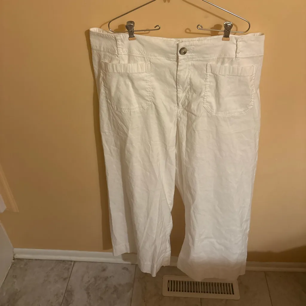 Anthropologie Maeve Colette Magic Fabric Crop Wide Leg Pants in White - Image 4