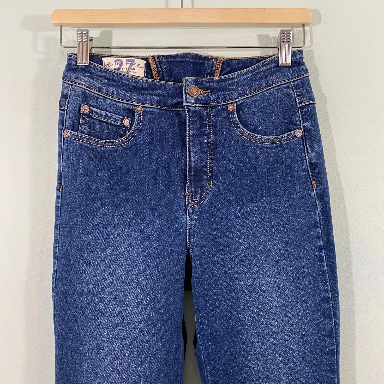 Free People Women Indigo Blue Crvy By Ma Cherie High Waist Flare Jeans Size 27 - Image 2