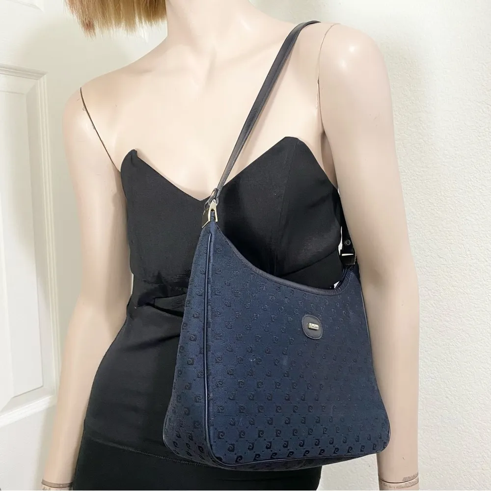 Vintage Pierre Cardin Navy Blue Signature Logo Shoulder Bag - Image 2