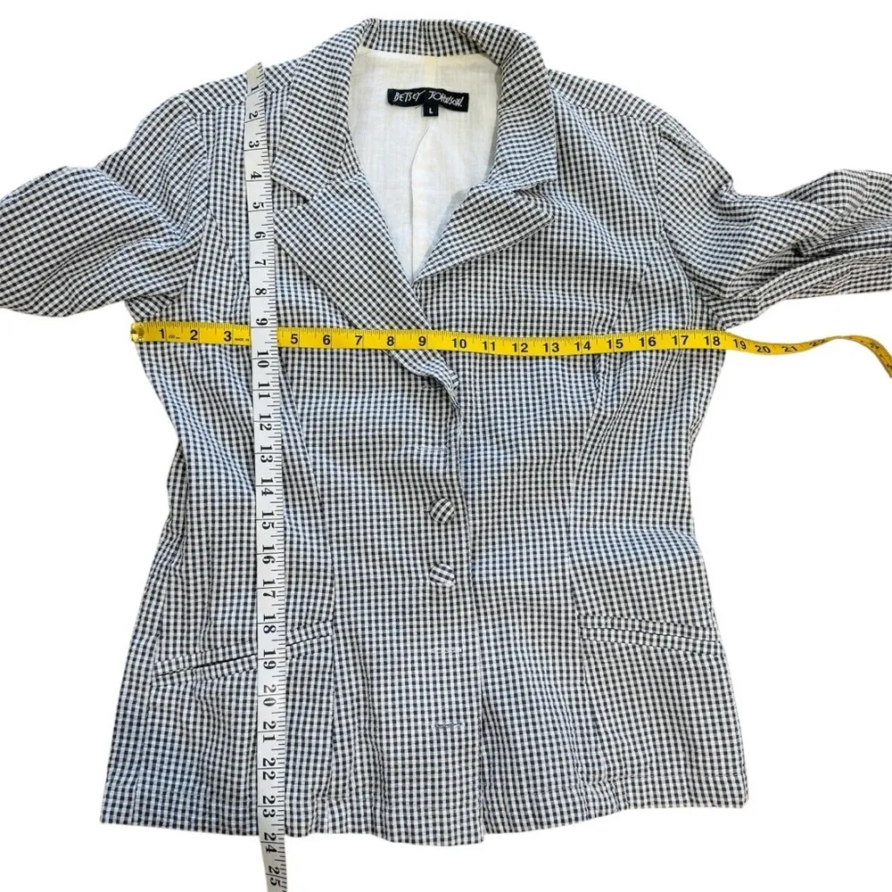 Betsy Johnson Vintage 100% cotton black white checker blazer - Image 14