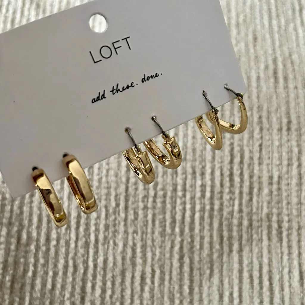 LOFT Gold and Silver Hoop Earring Trio - Image 2