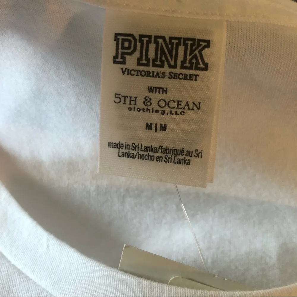 Pink VS Collegiate Collection WISCONSIN BADGERS White Crew Neck Tee Sz. M BLING - Image 8