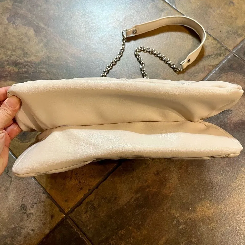 H&M Quilted Shoulder Flap Bag White Silver - Image 5