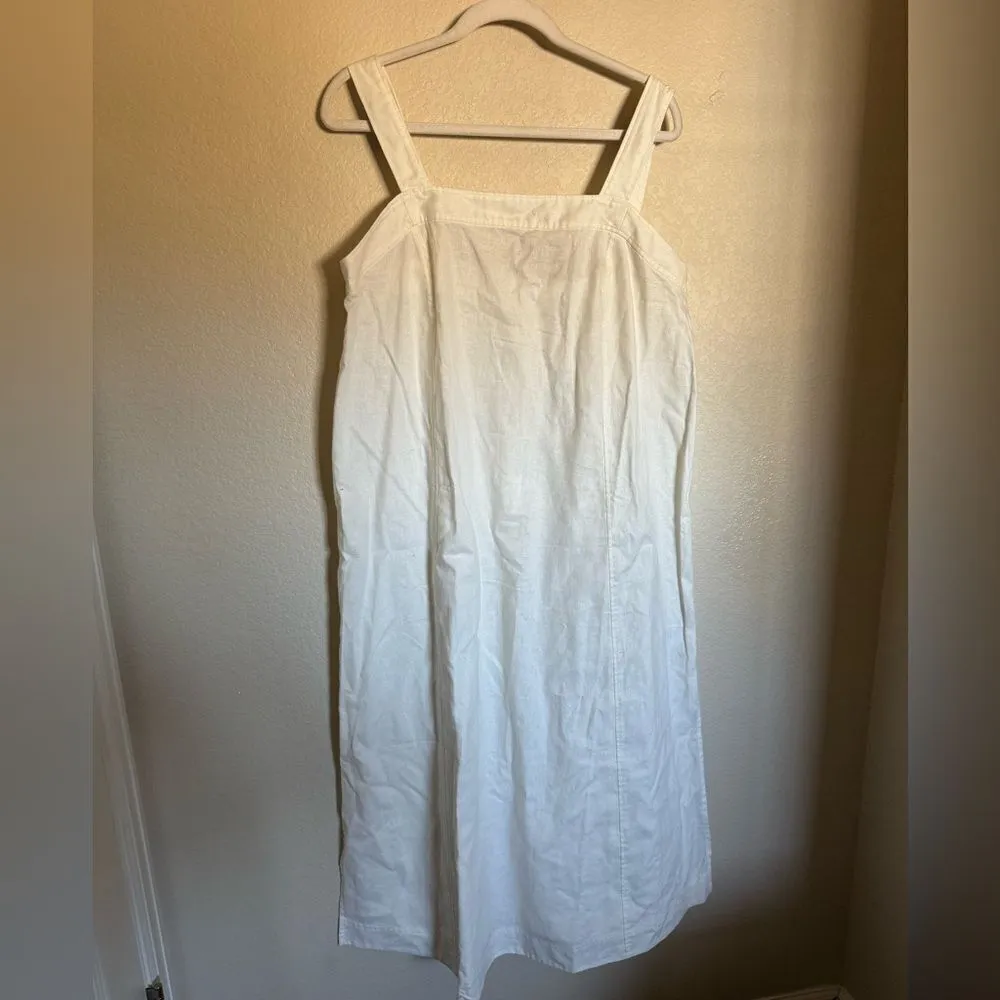 Madewell Princess Seamed Midi Dress Lighthouse‎ Sz XL Lagenlook Linen Cotton - Image 7