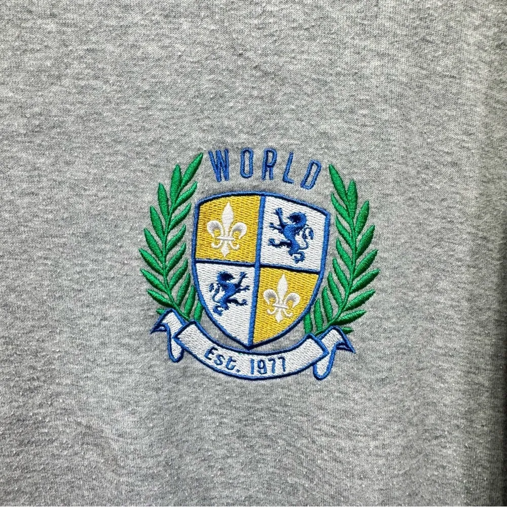 Fitz + Eddi 2 Tone Brown Gray Oversized Sweatshirt from Buckle Embroidered Crest - Image 2