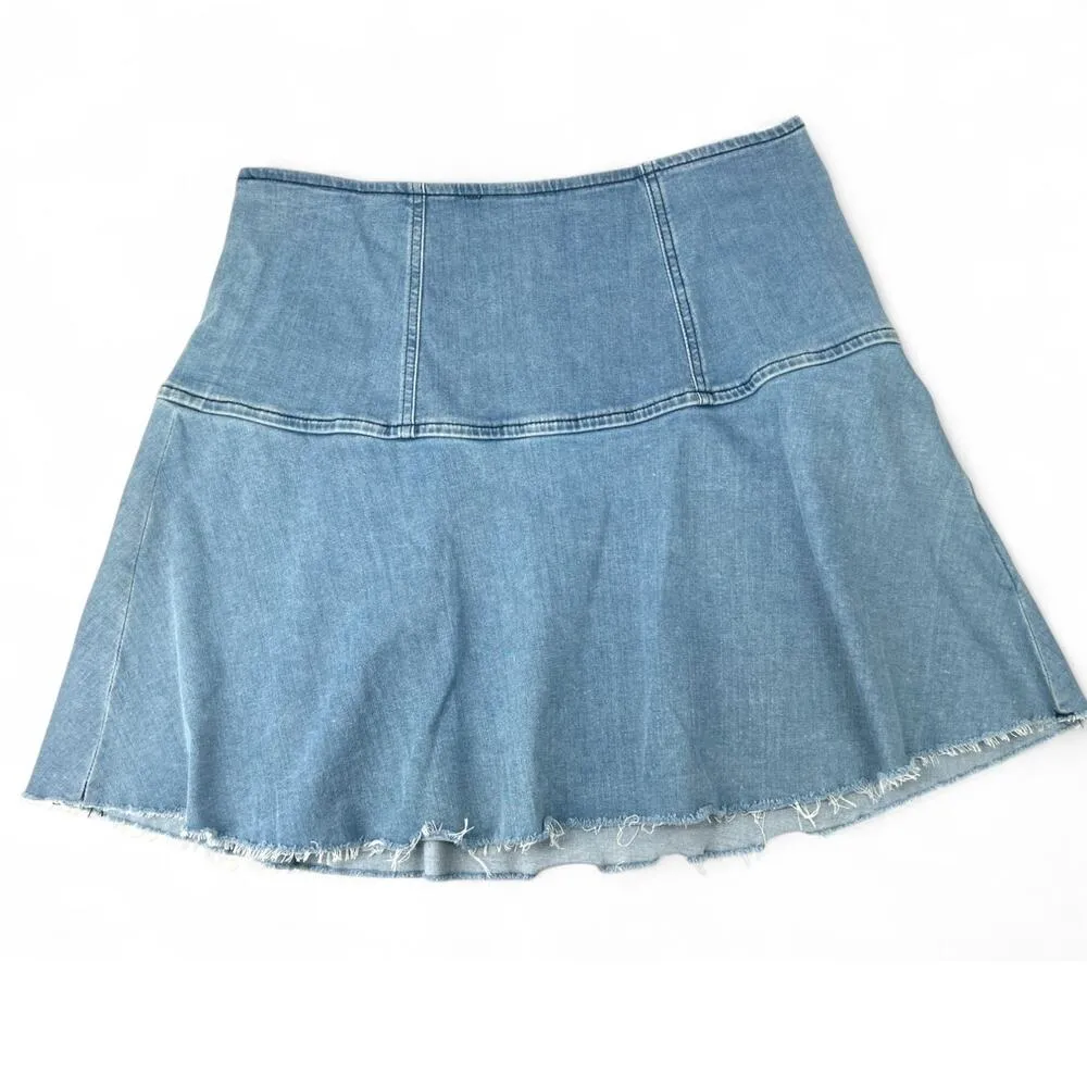 FREE PEOPLE| 12 | Women's Highlands Denim Skirt  Short Mini Denim Blue Jean - Image 2