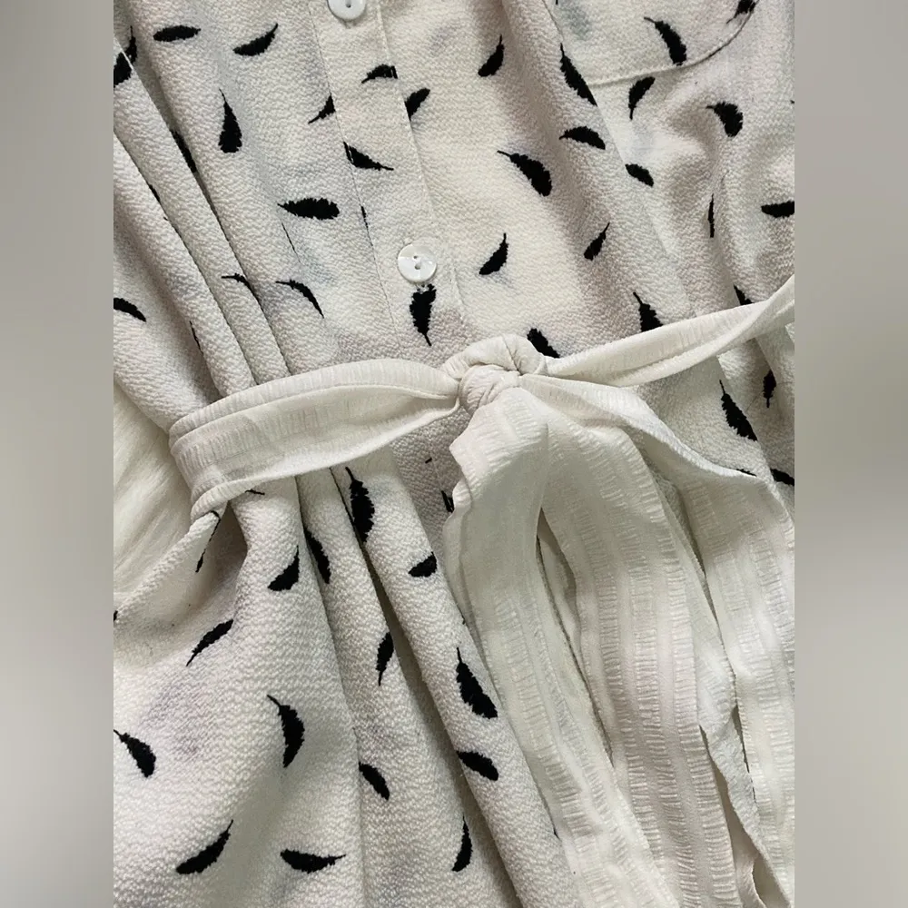 Pink Martini Feather Print Button Down Tie Tunic! - Image 5