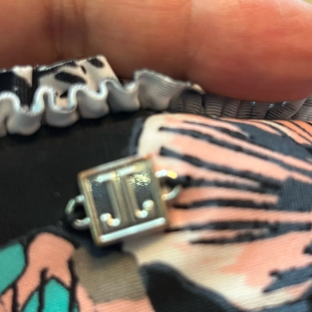 Jette Floral Bikini Set with Halter Top 14 Black, Pink &‎ Turquoise PREOWNED Black - Image 10