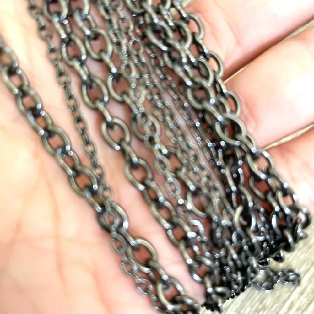 Long dark grey multi chain necklace - Image 4