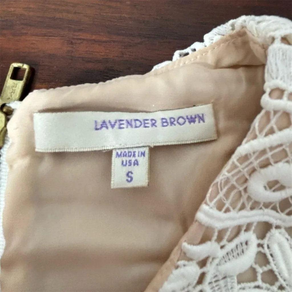 Lavender Brown Women's White Lace Mini Dress Sleeveless Party/Cocktail S‎ - Image 4