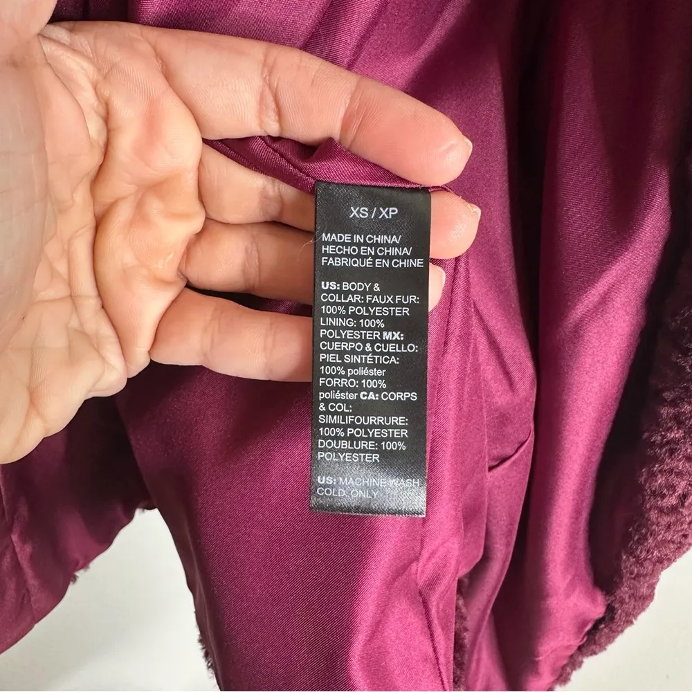 NEW WHBM Long Faux Fur Vest in Cabernet Red - Image 9