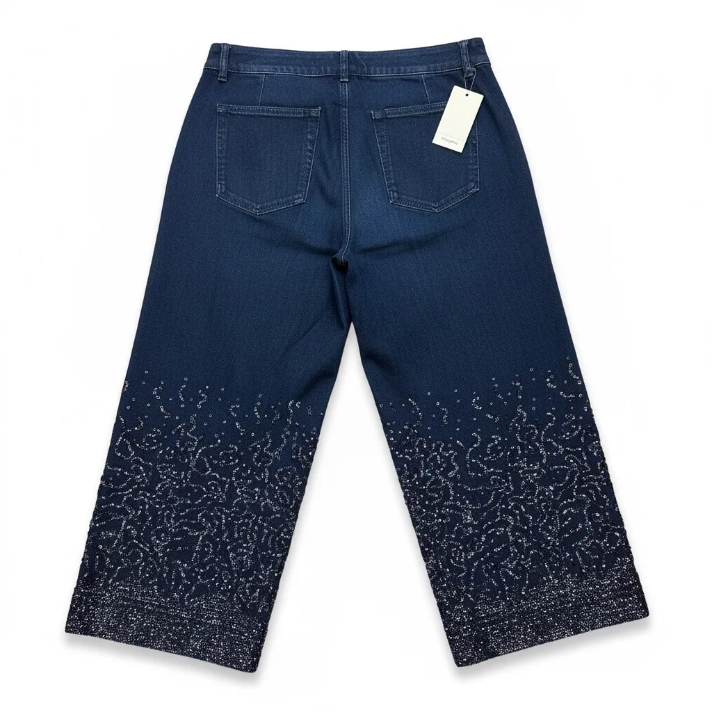 Anthropologie Maeve The Colette Sequin Wide-Leg Jeans 16W NWT - Image 3