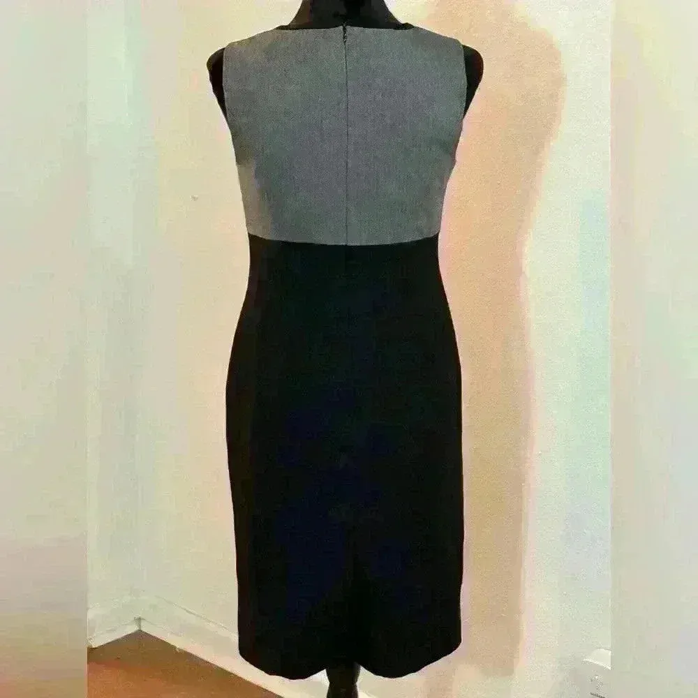 Evan Picone Black Label Sleeveless Black & Grey Colorblock Pencil Dress - Image 2