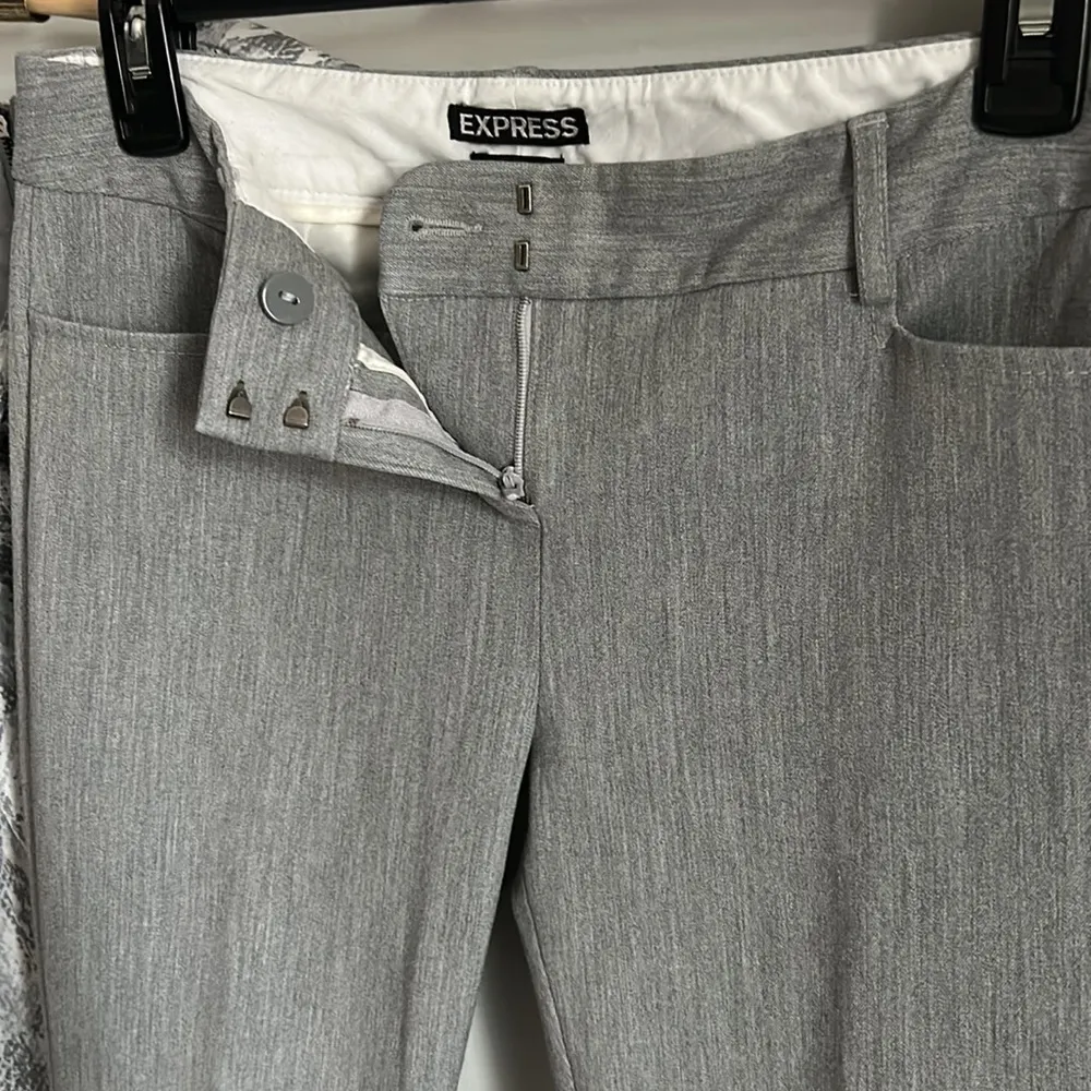 Express Women’s Light Gray Columnist Slim Fit Career Dress Trouser Slacks - Image 3