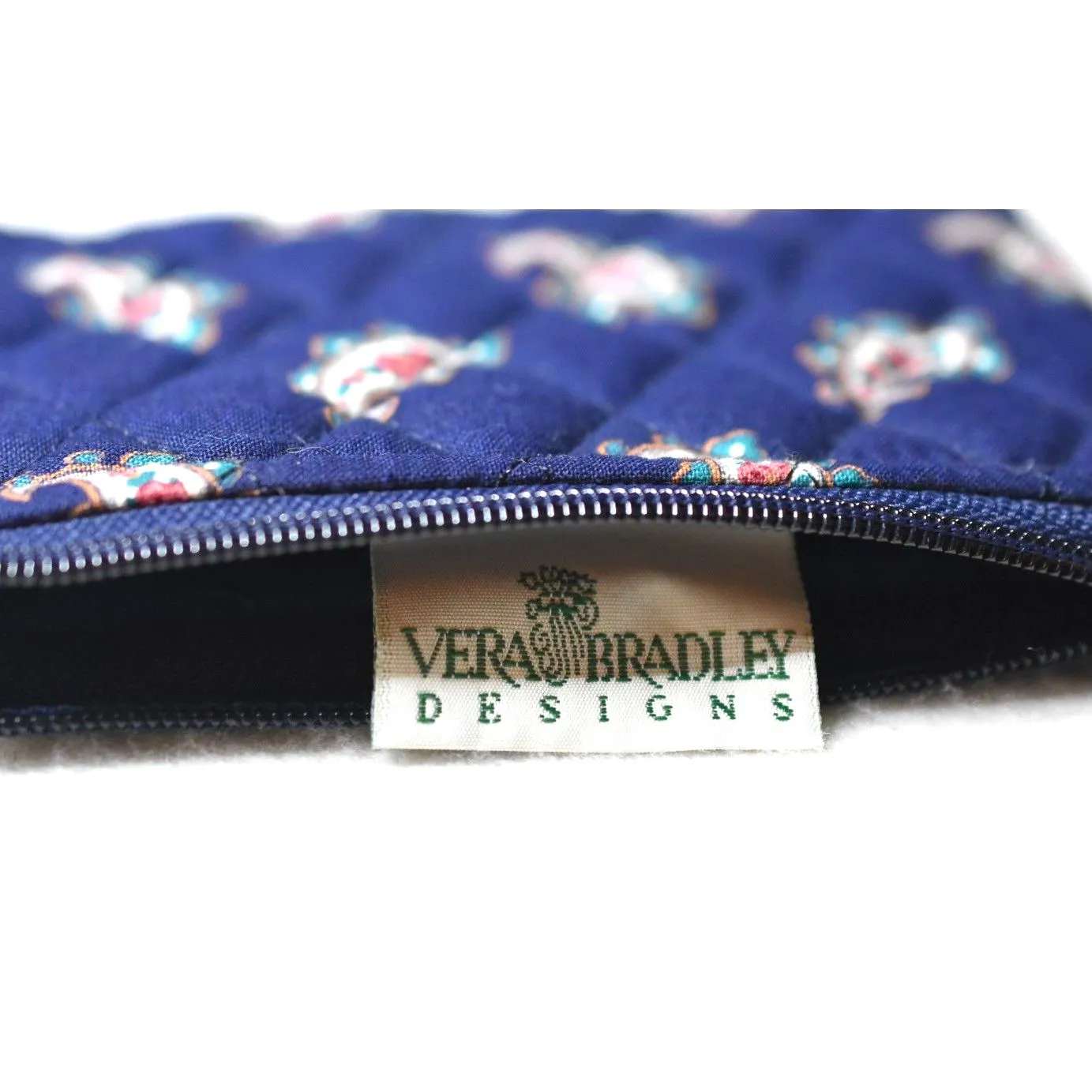 Vintage Vera Bradley Navy Paisley Zip Coin/ID Trendy Fashion Y2K Wallet - Image 3