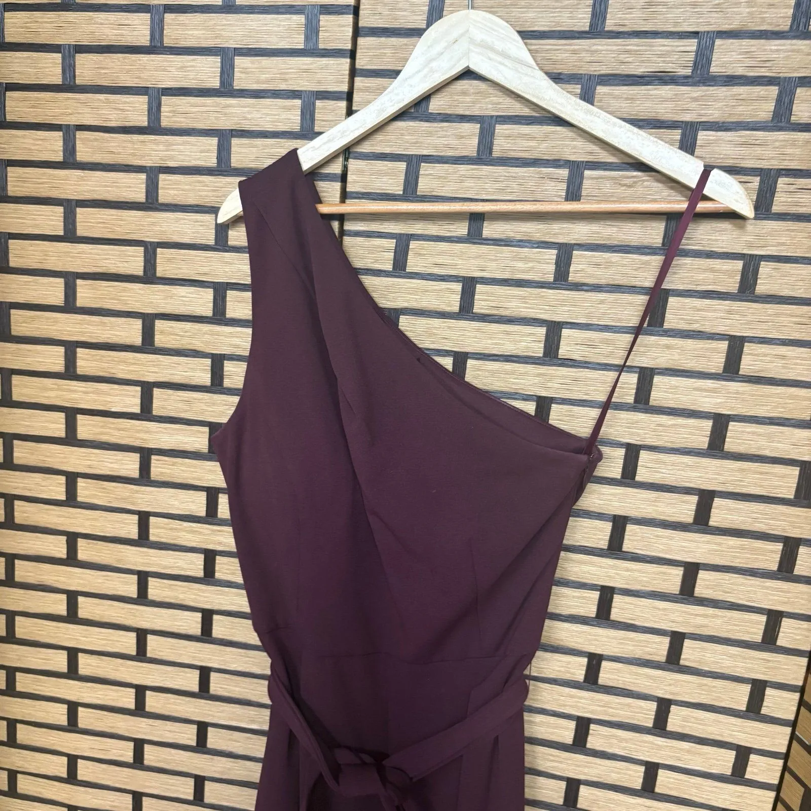 Antonio Melani Burgundy‎ One Shoulder Jumpsuit Size 6 - Image 3