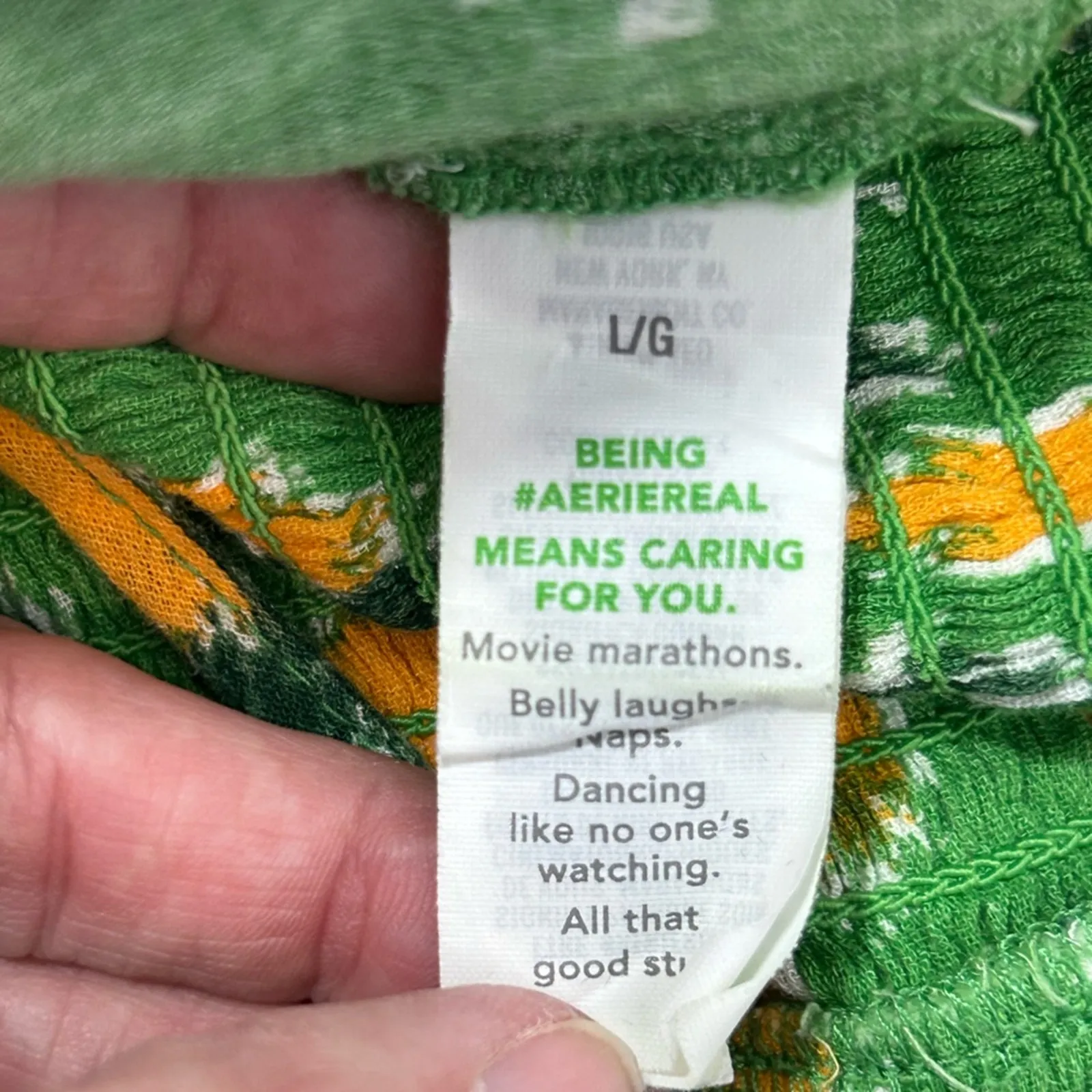 Aerie Beach Floral Tie Front Crop Top Green Yellow White Size L Summer Festival - Image 9